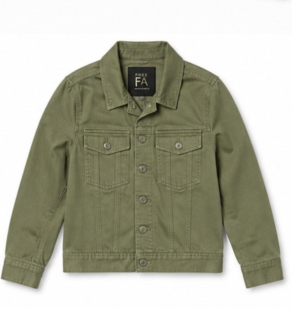 Free Assembly Kids Utility Jacket Olive Green Button Front XS 4-5 NWOT